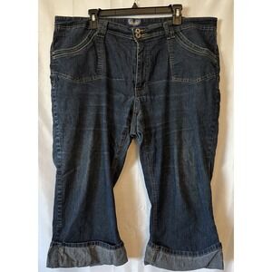 Women's Angels Jeans Blue Cuffed Capri Plus Size 22 Stretch Flap Pocket Mid Rise